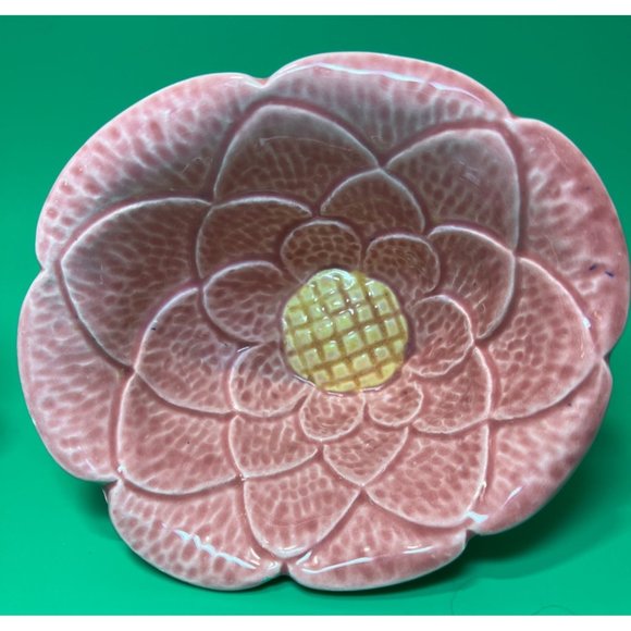 TIC Pottery Flowers Pink USA Bowls Vase Dip Snack Ceramic Set of 2 6" - Picture 3 of 9